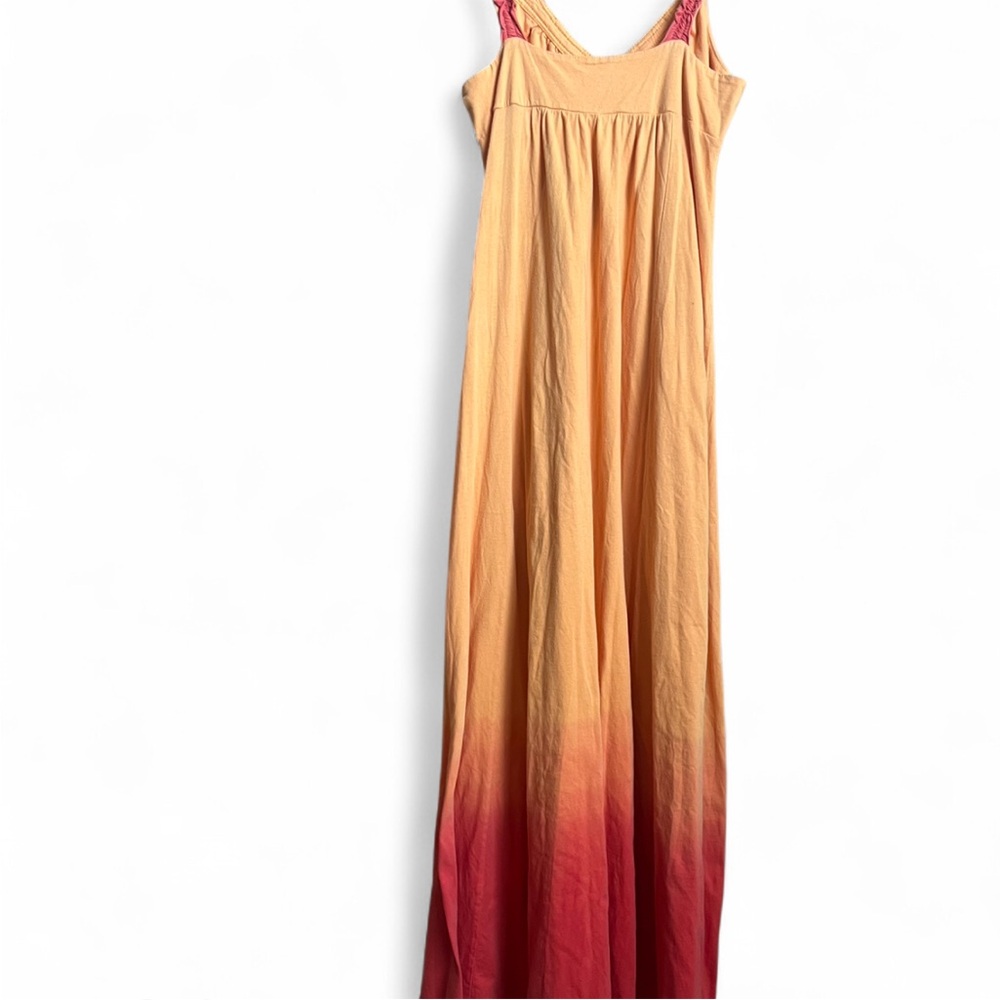 Old Navy Sunset Ombre Dip Dyed Maxi Dress W/ Ruffle Spaghetti Straps. S. - Picture 2 of 11